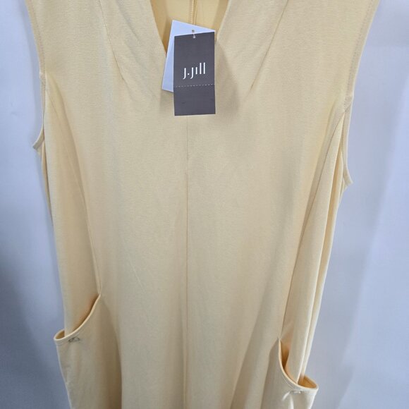J. Jill Butter Yellow Lemonzest Rayon Big Pocket Collar V-Neck Midi Dress Small - Picture 6 of 16